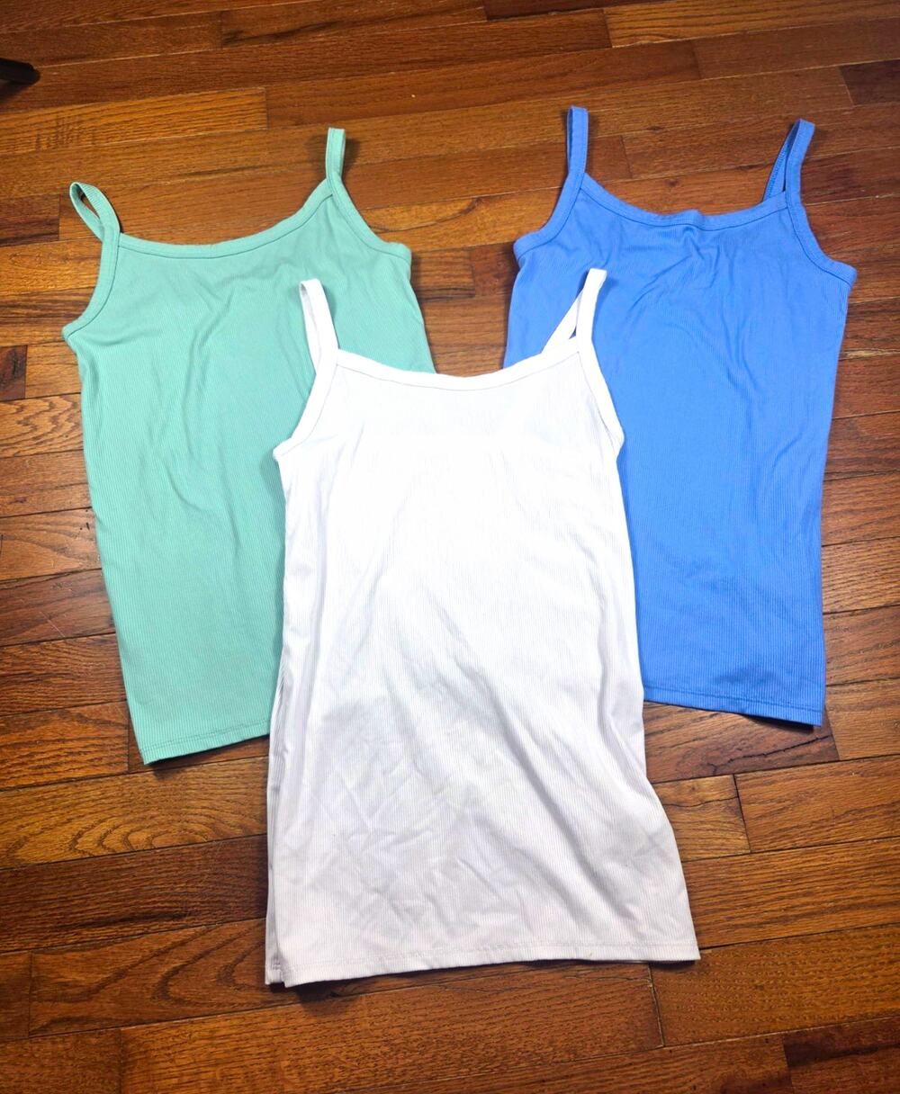 No Boundaries Womens S 4-6 Ribbed Tank Tops Cami 3 Pack White Green Blue